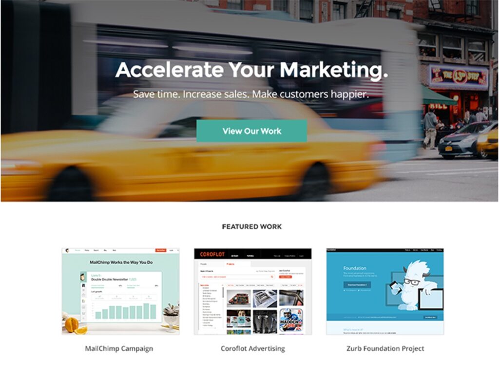 Accelerate website landing page