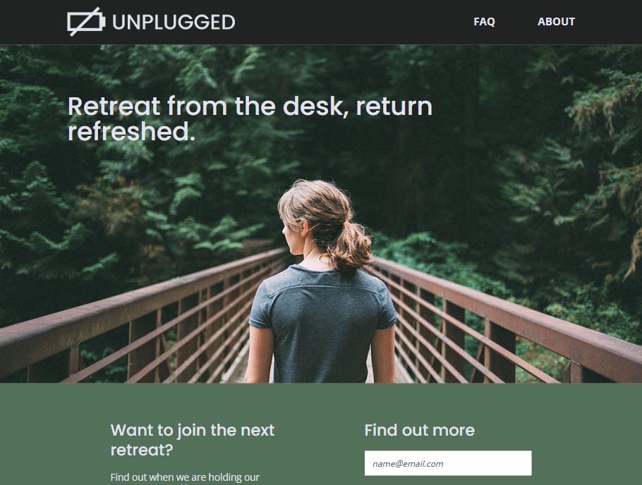 Unplugged landing page